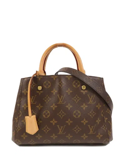 Pre-owned Louis Vuitton Bb Montaigne Monogram-pattern Tote Bag In Brown