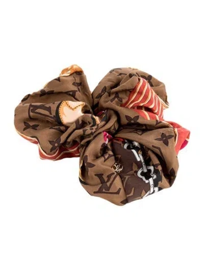 Pre-owned Louis Vuitton Be Mindful Trop Chou Scrunchie In Brown/red