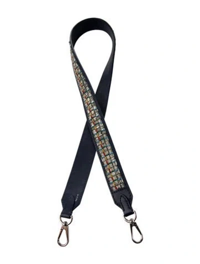 Pre-owned Louis Vuitton Beaded-embellished Leather Bag Strap In Blue