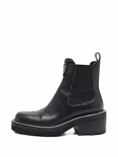Pre-owned Louis Vuitton Beaubourg Ankle Boots In Black