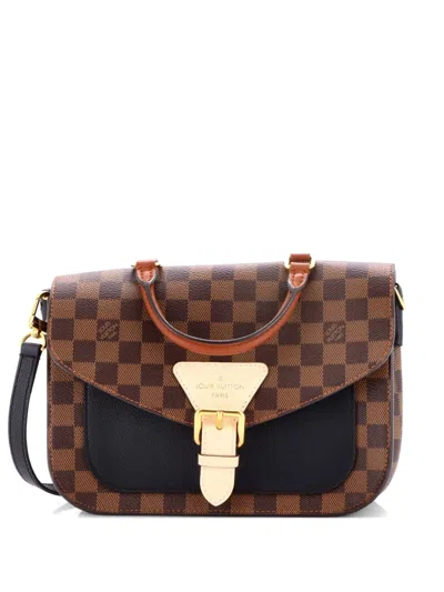Pre-owned Louis Vuitton Beaumarchais Handbag Damier With Leather Shoulder Bag In Black