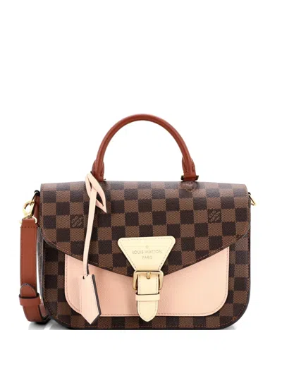 Pre-owned Louis Vuitton Beaumarchais Handbag Damier With Leather Shoulder Bag In Brown