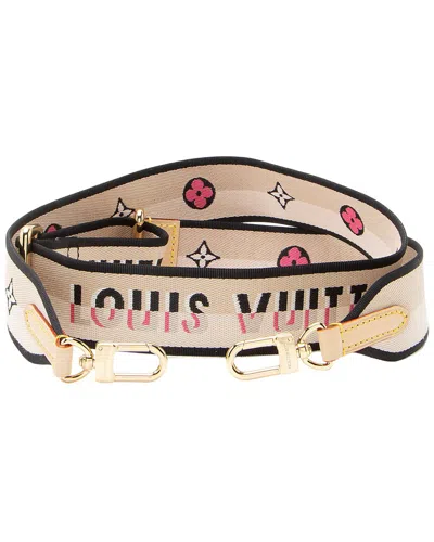 Pre-owned Louis Vuitton Beige & Black & Pink Leather & Nylon Bandouliere 20 Shoulder  Strap (authentic Pre-lov