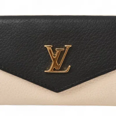 Pre-owned Louis Vuitton Beige Bicolor Black Leather Wallet (tri-fold) () In Multi