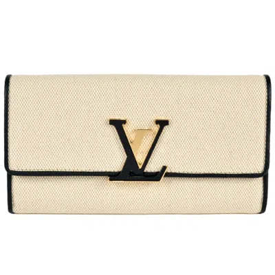 Pre-owned Louis Vuitton Beige Black Canvas Leather Coin Purse/coin Case () In Multi