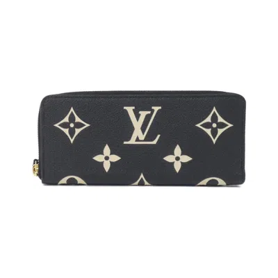 Pre-owned Louis Vuitton Beige Black Leather Long Wallet (bi-fold) () In Multi