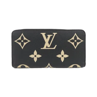 Pre-owned Louis Vuitton Beige Black Leather Long Wallet (bi-fold) () In Multi