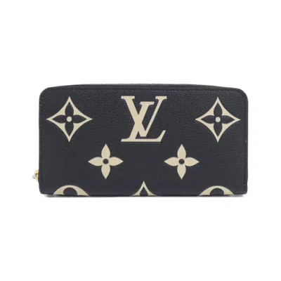 Pre-owned Louis Vuitton Beige Black Leather Long Wallet (bi-fold) () In Multi