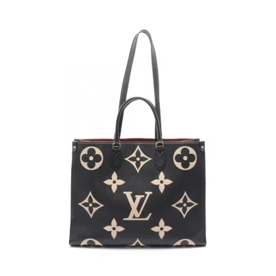 Pre-owned Louis Vuitton Beige Black Leather Tote Bag ()