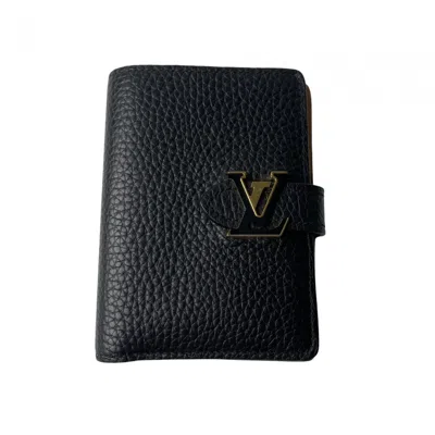 Pre-owned Louis Vuitton Beige Black Leather Wallet (bi-fold) () In Multi