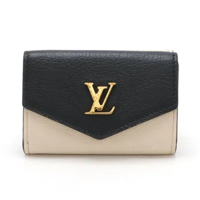 Pre-owned Louis Vuitton Beige Black Leather Wallet (tri-fold) () In Multi