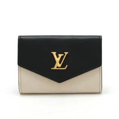 Pre-owned Louis Vuitton Beige Black Leather Wallet (tri-fold) () In Beige, Black