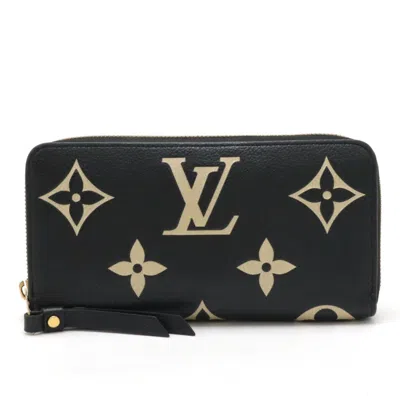 Pre-owned Louis Vuitton Beige Black Monogram Empreinte Leather Long Wallet (bi-fold) () In Beige, Black