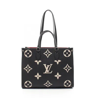 Pre-owned Louis Vuitton Beige Black Noir Monogram Empreinte Leather Tote Bag ()