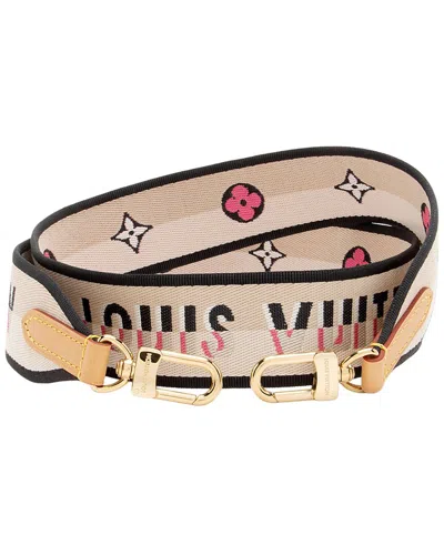 Pre-owned Louis Vuitton Beige, Black, Pink Leather & Nylon Bandouliere 20 Shoulder  Strap, Never Carried (auth