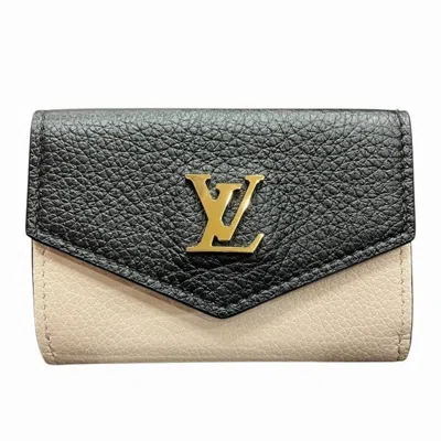 Pre-owned Louis Vuitton Beige Black Pink Leather Wallet (tri-fold) () In Beige, Black, Pink