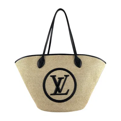 Pre-owned Louis Vuitton Beige Black Raffia Leather Shoulder Bag Tote Bag () In Multi