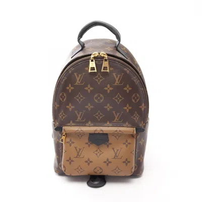 Pre-owned Louis Vuitton Beige Brown Coated Canvas Leather Backpack Handbag () In Multi