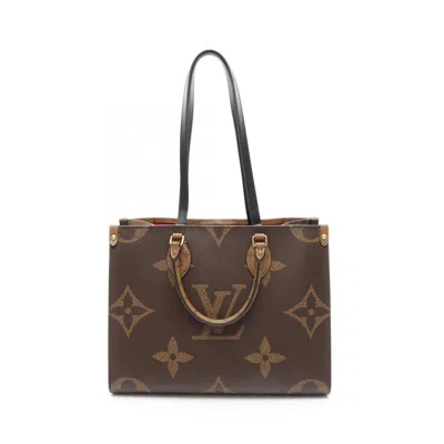 Pre-owned Louis Vuitton Beige Brown Coated Canvas Leather Tote Bag () In Multi