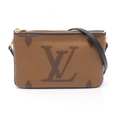 Pre-owned Louis Vuitton Beige Brown Coated Canvas Monogram Reverse Pvc Leather Pochette Shoulder Bag (pre-owne