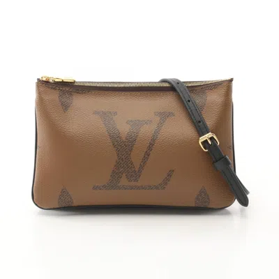 Pre-owned Louis Vuitton Beige Brown Coated Canvas Pochette Shoulder Bag ()