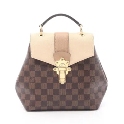 Pre-owned Louis Vuitton Beige Brown Cream Coated Canvas Leather Backpack ()