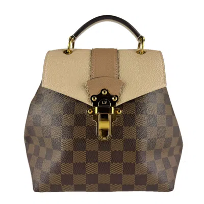 Pre-owned Louis Vuitton Beige Brown Damier Canvas Leather Backpack () In Multi