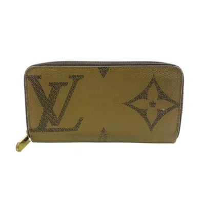 Pre-owned Louis Vuitton Beige Brown Leather Long Wallet (bi-fold) () In Multi