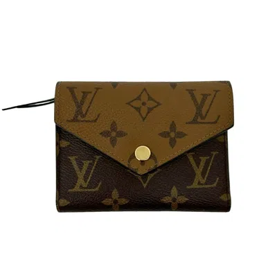 Pre-owned Louis Vuitton Beige Brown Leather Pvc Wallet (tri-fold) () In Multi