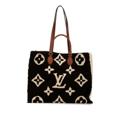 Pre-owned Louis Vuitton Beige Brown Leather Shoulder Bag Tote Bag () In Beige, Brown