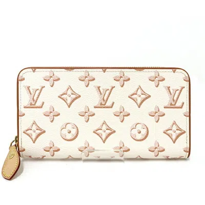 Pre-owned Louis Vuitton Beige Brown Monogram Canvas Leather Long Wallet (bi-fold) () In Beige, Brown