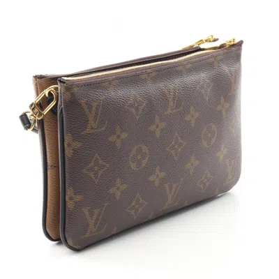 Pre-owned Louis Vuitton Beige Brown Monogram Coated Canvas Pochette Shoulder Bag ()