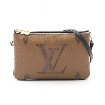 Pre-owned Louis Vuitton Beige Brown Monogram Coated Canvas Pochette Shoulder Bag () In Multi