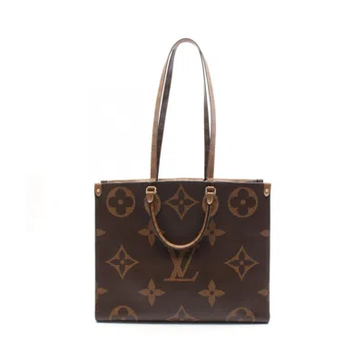 Pre-owned Louis Vuitton Beige Brown Monogram Pvc Coated Canvas Leather Tote Bag () In Multi
