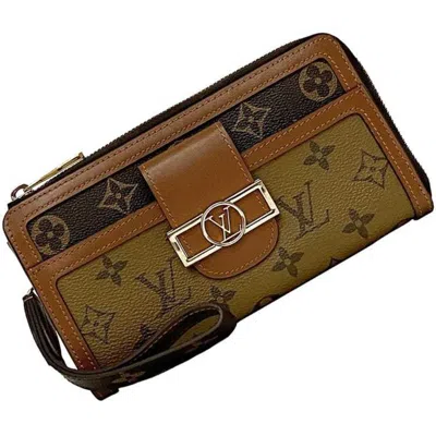 Pre-owned Louis Vuitton Beige Brown Monogram Reverse Monogram Reverse Leather Long Wallet (bi-fold) (