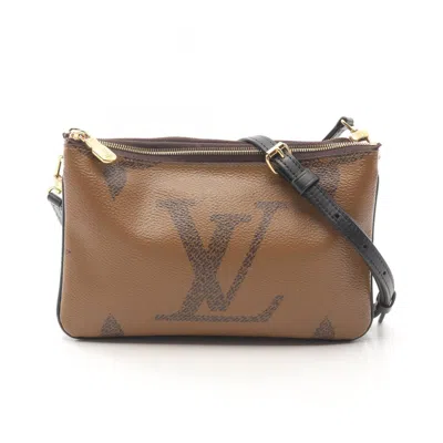 Pre-owned Louis Vuitton Beige Brown Monogram Reverse Pvc Coated Canvas Leather Pochette Shoulder Bag (pre-owne