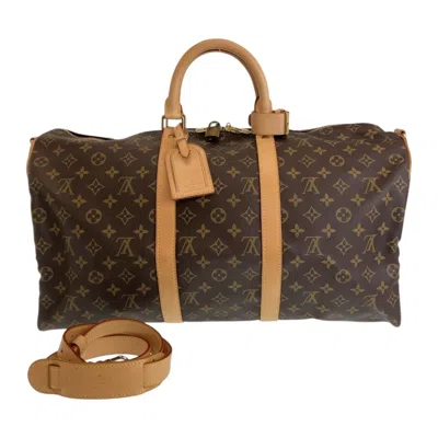 Pre-owned Louis Vuitton Beige Brown Pvc Boston Bag Shoulder Bag ()