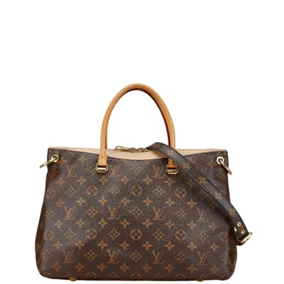 Pre-owned Louis Vuitton Beige Brown Pvc Leather Handbag Shoulder Bag ()