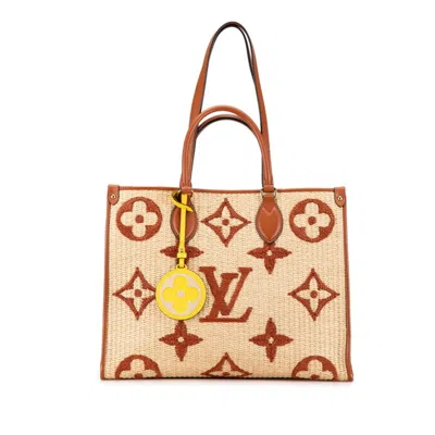 Pre-owned Louis Vuitton Beige Brown Raffia Leather Handbag Shoulder Bag ()