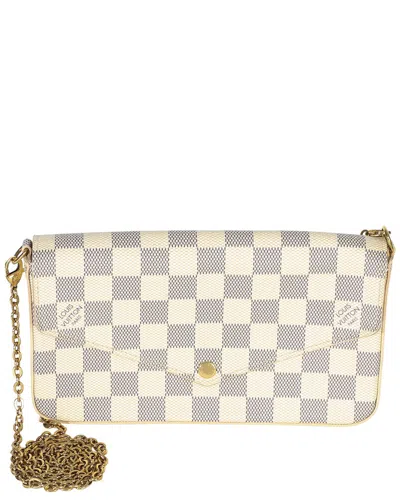 Pre-owned Louis Vuitton Beige Canvas Damier Azur Felicie Pochette (authentic Pre-loved)