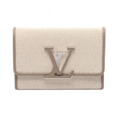 Pre-owned Louis Vuitton Beige Canvas Leather Wallet (tri-fold) () In Sand