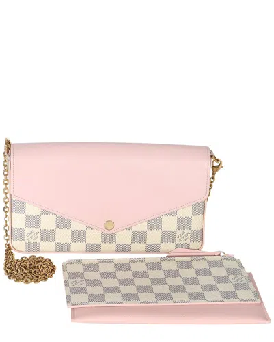 Pre-owned Louis Vuitton Beige Canvas Rose Damier Azur Felicie Pochette (authentic Pre-loved)