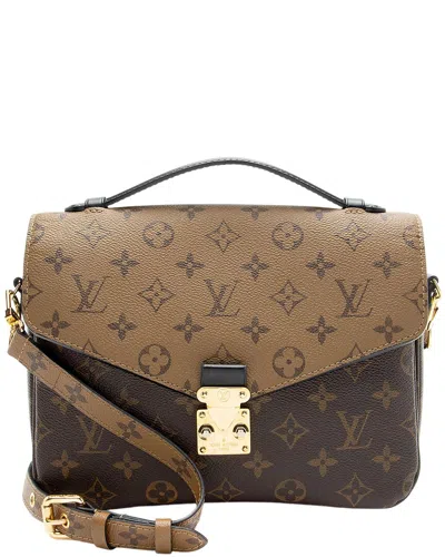 Pre-owned Louis Vuitton Beige Coated Canvas, Leather Pochette Metis (authentic Pre-loved)