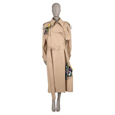 Pre-owned Louis Vuitton Beige Cotton 2021 Beaded Puppets Trench Coat Jacket Mens 52 Xl In Brown
