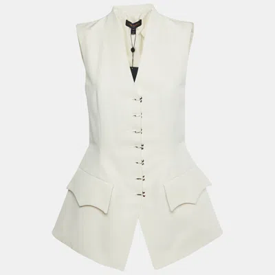 Pre-owned Louis Vuitton Beige Cotton Hook Detail Sleeveless Top M In Sand