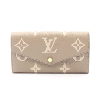 Pre-owned Louis Vuitton Beige Cream Tourterelle White Monogram Empreinte Long Wallet (bi-fold) ()