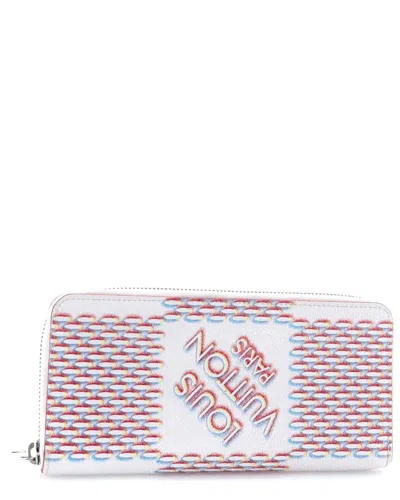 Pre-owned Louis Vuitton Beige Damier Spray Leather Vertical Zippy Wallet Limited Edition  (authentic Pre-loved