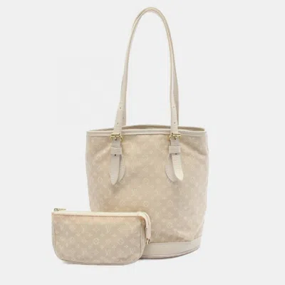 Pre-owned Louis Vuitton Beige Dune Monogram Mini Lin Bucket Pm Handbag