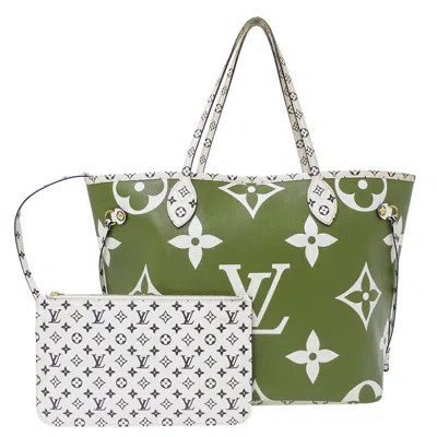 Pre-owned Louis Vuitton Beige Green Khaki Monogram Canvas Tote Bag ()