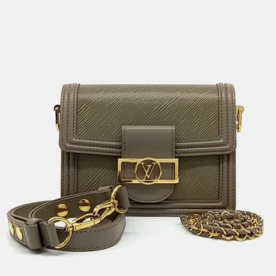 Pre-owned Louis Vuitton Beige Grey Leather Epi Mini Dauphine In Sand